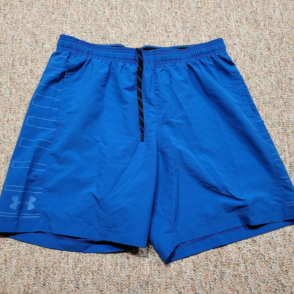 Under Armour HeatGear Shorts Mens XL Blue Loose Fit Athletic Gym Training Sports